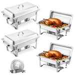 Vevor 8 Qt Stainless Steel Chafing Dish Buffet Set - 4 Pack Catering Warmer. Fixed Price $179.99.