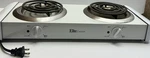 Elite Cuisine ESB-301F Double Burner Electric Hot Plate White Silver. Fixed Price $16.99.