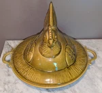 Large California Pottery Hen Dish Embossed Chicken Interior Vintage.. Fixed Price $89.99.