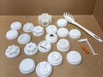 Ronco Popeil P400 Pasta Maker, 18 Shaping Dies Discs Ravioli Cutter Parts Kit. Fixed Price $39.00.