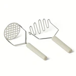 Amazon Basics Potato Mashers, 2-PIECE Set, Piece, Linen Gray, Silver. Fixed Price $26.62.