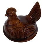 California Pottery Covered Casserole Dish CF37 Nesting Hen Chicken 1960'S. Fixed Price $51.00.
