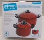 Gibson Home Casselman 4 Piece Nonstick Pasta Cookware Pot Set Red Strainer Lids. Fixed Price $25.99.