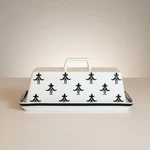 Porcelian Black White Covered Butter Dish Minimalist Kitchen. Fixed Price $10.99.