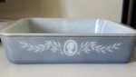 Vintage J-247 Glasbake Blue Cameo Baking Dish, Square, 9 Inches, Rare. Fixed Price $9.90.