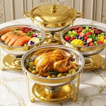 Elegant 4-PACK 6QT Stainless Steel Chafing Dish Set With Golden Lids. Fixed Price $189.99.