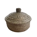 Handwoven Sweet Grass Bread Warmer Basket W/ Lid Home Decor 12 Euc. Fixed Price $22.99.
