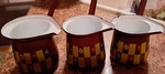 Vintage Turkish Enamal Matching Coffee Dipping Pots Set 3 Brown/gold Patt. Fixed Price $21.00.