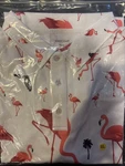 1803 Men Golf Polo, 2XL, White With Pink Flamingo Design. Fixed Price $19.99.