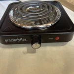 Proctor Silex Single Burner 5.5 In. Stainless Steel Black Hot Plate. Fixed Price $26.00.
