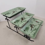 Rare Pfaltzgraff Winterwood 3 Step Sleigh Christmas Buffet Server W/ Metal Stand. Fixed Price $69.99.