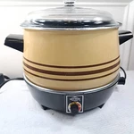 Westbend Lazy Day Slow Cooker #5225 Crock Pot Tan Brown Stripes Made In Usa. Fixed Price $35.00.