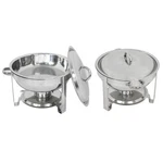 Set Of 2 Round 5 Quart Chafing Dish Catering Stainless Steel Banquet Buffet Tray. Fixed Price $54.29.