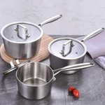 Triple Stainless Steel Sauce Pan Set 1-QUART And 2-QUART With Lid. Fixed Price $39.99.