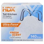Hdx 13 Gal. Scented Flex Drawstring Kitchen Trash Bags With 10% Pcr (140-COUNT). Fixed Price $16.99.