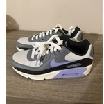 Nike Air Max 90 Low Top Lace-up Colorblock Sneakers Gray/white/black/purple. Fixed Price $50.00.