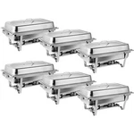 6 Pack 8 Qt Stainless Steel Chafer Dishes Full Size Water Food Pan Fuel Holder. Fixed Price $154.46.