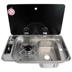 Can One Burner Hob & Right Hand Sink Combination With Glass Lid FL1323 Campervan. Fixed Price $1665.68.