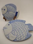 Set Of 2 Fish Plates Trivets Hand Painted Beach Lake House Decor Blue White Gift. Fixed Price $23.87.
