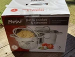 Parini Pasta Cooker & Steamer With Colander 5 Quart Capacity 4 Piece Set Nib. Fixed Price $19.00.