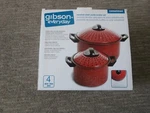 Gibson Home Casselman 4 Piece Nonstick Pasta Pot Set In Red With Bakelite Handle. Fixed Price $40.00.