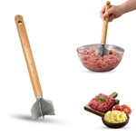 11" Stainless Steel Meat Chopper With Wooden Handle, Heavy Inch, Silver. Fixed Price $21.24.