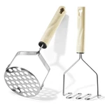 Vriysei Potato Masher 2PCS, Stainless Steel Khaki-colored Handle. Fixed Price $17.99.