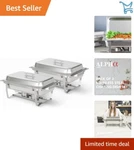 2 Pack 8QT Stainless Steel Chafing Dish Set High Grade Food Warmers. Fixed Price $146.98.