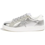 New Lucky Step Womens Size 6 Silver Fashion Star Sneaker Lace Up Low Top Shoes. Fixed Price $40.00.