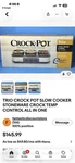 Crock-pot Trio Slow Cooker 1.5 Qt Stoneware Stainless Steel Temp Controls. Fixed Price $32.81.