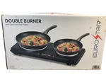 Eurostar Double Burner Cast Iron Hot Plate 1500W Black ES212BK. Fixed Price $25.95.