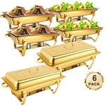 2/4/6X 9QT Chafing Dish Buffet Set Gold 316 Stainless Steel Chafer For Catering. Fixed Price $180.99.