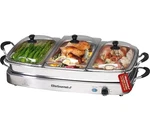 Elite Gourmet 7.5-QT Triple Buffet Server And Warming Tray, Stainless Steel. Fixed Price $50.00.