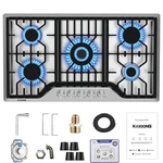 30" Inch Gas Cooktop Propane Stove 5 Burner Ng Lpg Dual Fuel Stainless Steel. Fixed Price $208.99.