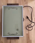 Cornwall Warming Tray 175W Glass Metal Wood Large Rectangle Beige Brown Handles. Fixed Price $20.00.