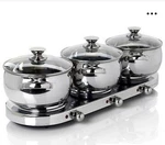 Cuisine Cookware Command Performance Stainless 7PC Triple Burner Buffet Set Nib!. Fixed Price $249.00.