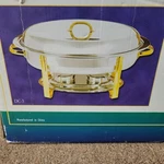 DC-3 Deluxe 6 Qt Gold Stainless Steel Oval Chafer Chafing Dish Set Full Size. Fixed Price $39.00.