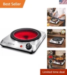Countertop Infrared Single Burner, 1000W Electric Hot Plate With 7 Ceramic G.... Fixed Price $64.66.