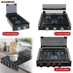12/21" Rv Propane Cooktop Slide-in Tempered Glass Cover 3 Burners Compact Stove. Fixed Price $329.99.