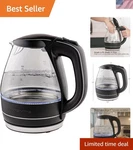 Electric Kettle 1.5L Glass Water Heater Boiler For Tea Coffee Bpa-free Auto S.... Fixed Price $50.84.