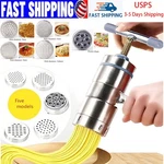Stainless Steel Hand Crank Noodle Press Machine Pasta Maker With 5 Molds. Fixed Price $18.49.