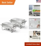 Elegant 8 Quart Stainless Steel Chafing Dish Set With Foldable Frame - 2 Pack. Fixed Price $162.44.