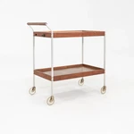 1960S Salton Hotable Two-tier Heated Buffet Cart Aluminum & Walnut, Model H-358. Fixed Price $1500.00.