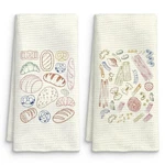 Trendy Pasta And Bread Kitchen Towels Set Of 2, Colorful Italian Food Decorat.... Fixed Price $25.01.