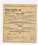 Hotel Studio Restaurant Menu Maryland Area 1920'S Terrapin Chafing Dish. Fixed Price $75.03.