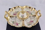 Royal Crown Serving Plate With 4 Dividers And Covered Bowl Gold #2256. Fixed Price $210.00.