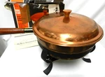 Old Dutch Design Brass Copper Chafing Dish Teak Wood Handle Vintage Mid Century. Fixed Price $44.99.