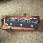 Nostalgia Electrics Triple Slow Cooker Buffet 3-STATION 2.5QT Stainless Steel. Fixed Price $43.00.