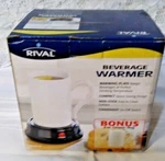 Rival Electric Beverage Warmer BW8MW, Black With Bonus White Ounce Mug, Nos. Fixed Price $8.54.