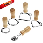 Qwork Ravioli Stamp Maker Cutter With Roller Wheel Set Wood Handle, Sturdy.... Fixed Price $18.35.